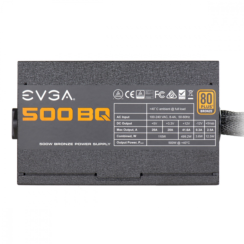 Fuente de Poder EVGA 500 BQ 80 PLUS Bronze, 24-pin ATX, 120mm, 500W - Negro
