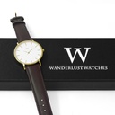 Gold Wristwatch with Black Dial Brown Band