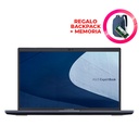 Laptop Asus ExpertBook B1400 14" Full HD Intel Core i7-1165G7 8GB 512GB W10 Pro 64-bit Español Negro INCLUYE MOCHILA Y MEMORIA DE 8GB