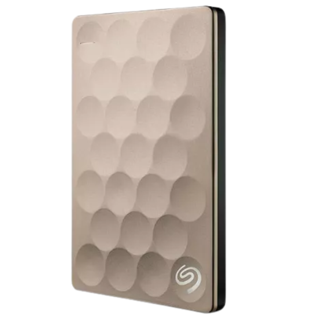 Disco Duro Externo SEAGATE Backup Plus Ultra Slim 2TB | Dorado Metálico | USB 3.0 | Ref. STEH2000101 | Portátil 2.5″ | Diseño Premium