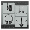 Auriculares USB con tecnología de reducción de reído por IA y cancelación de ruido (ENC), ultralivianos (72gr), controlador en línea con indicador LED