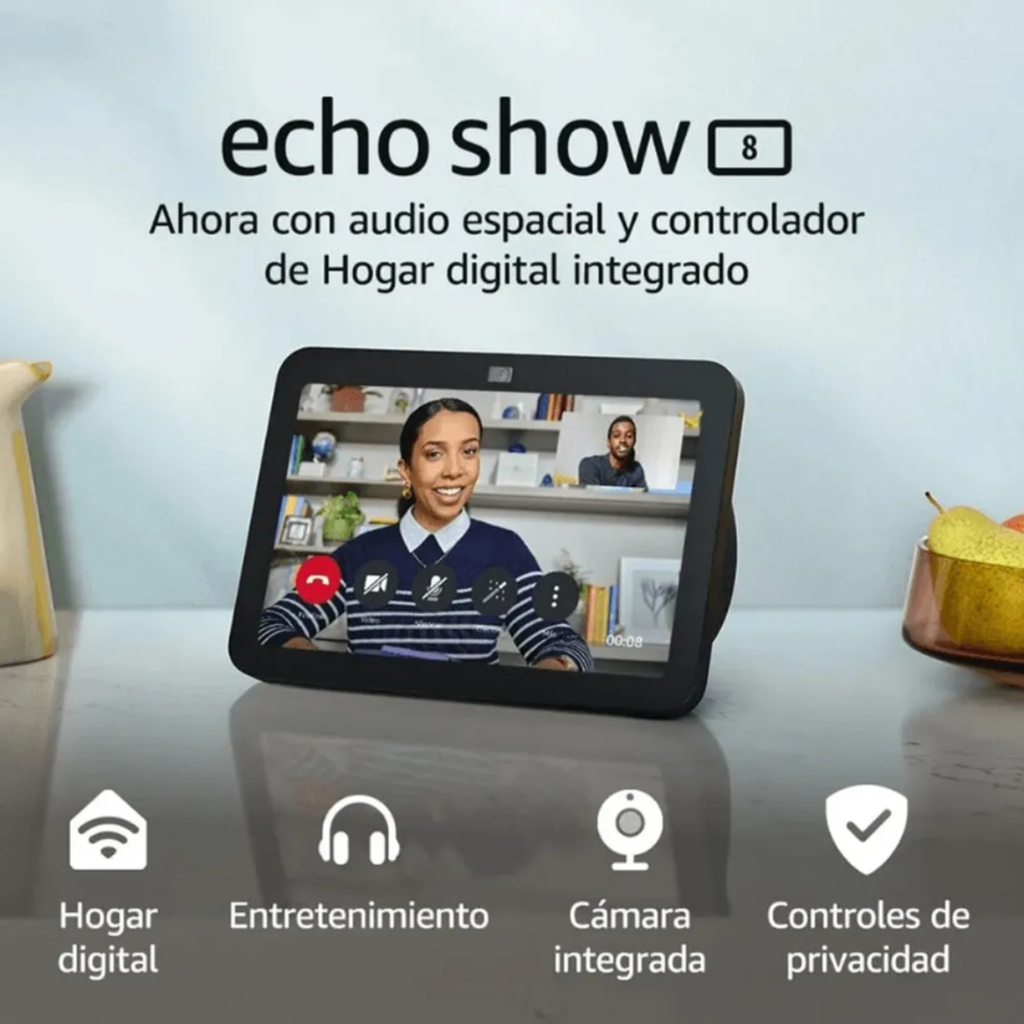 Amazon Echo Show 8 (3.ª generación, modelo de 2023) | Pantalla con audio espacial, hub de casa inteligente y Alexa | Negro | UPC: 840268905323