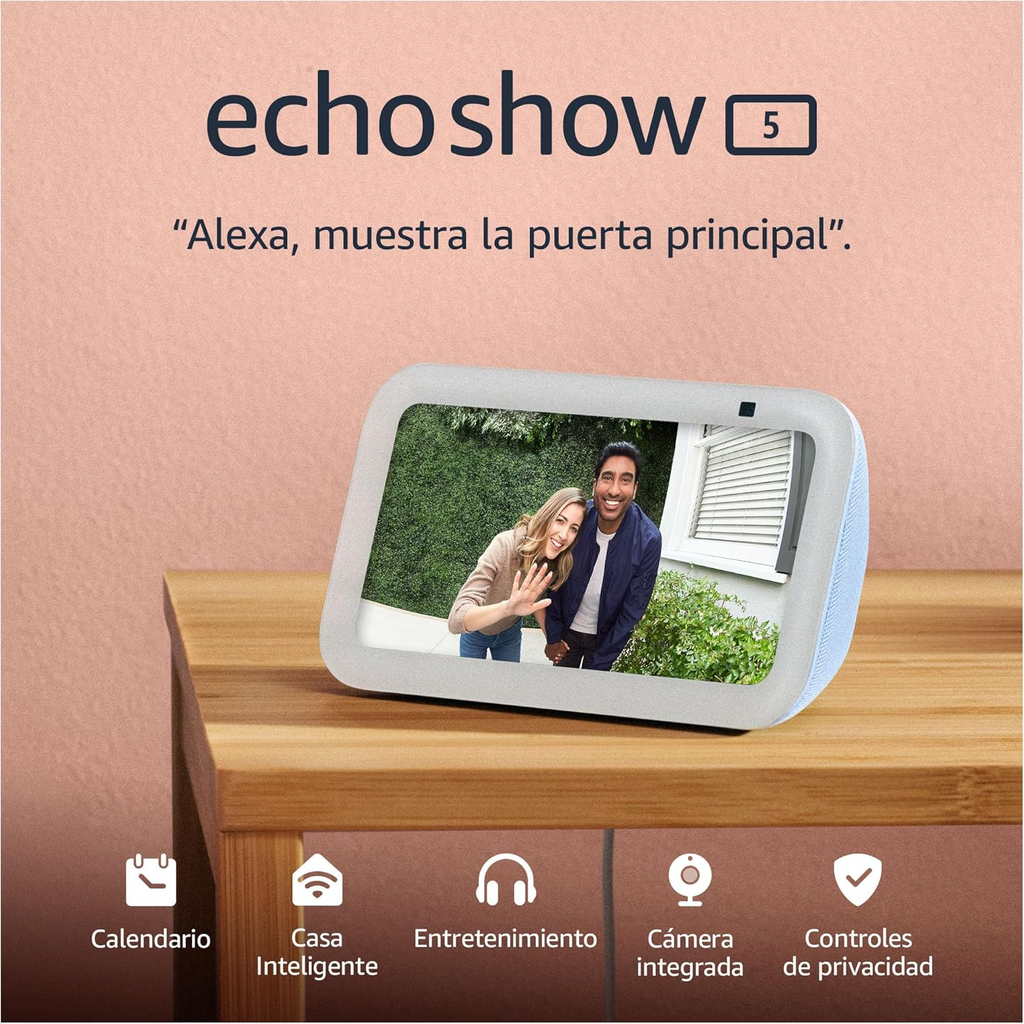 Amazon Echo Show 5 (3.ª generación, modelo de 2023) | Pantalla inteligente con graves más profundos y sonido más claro | Azul claro