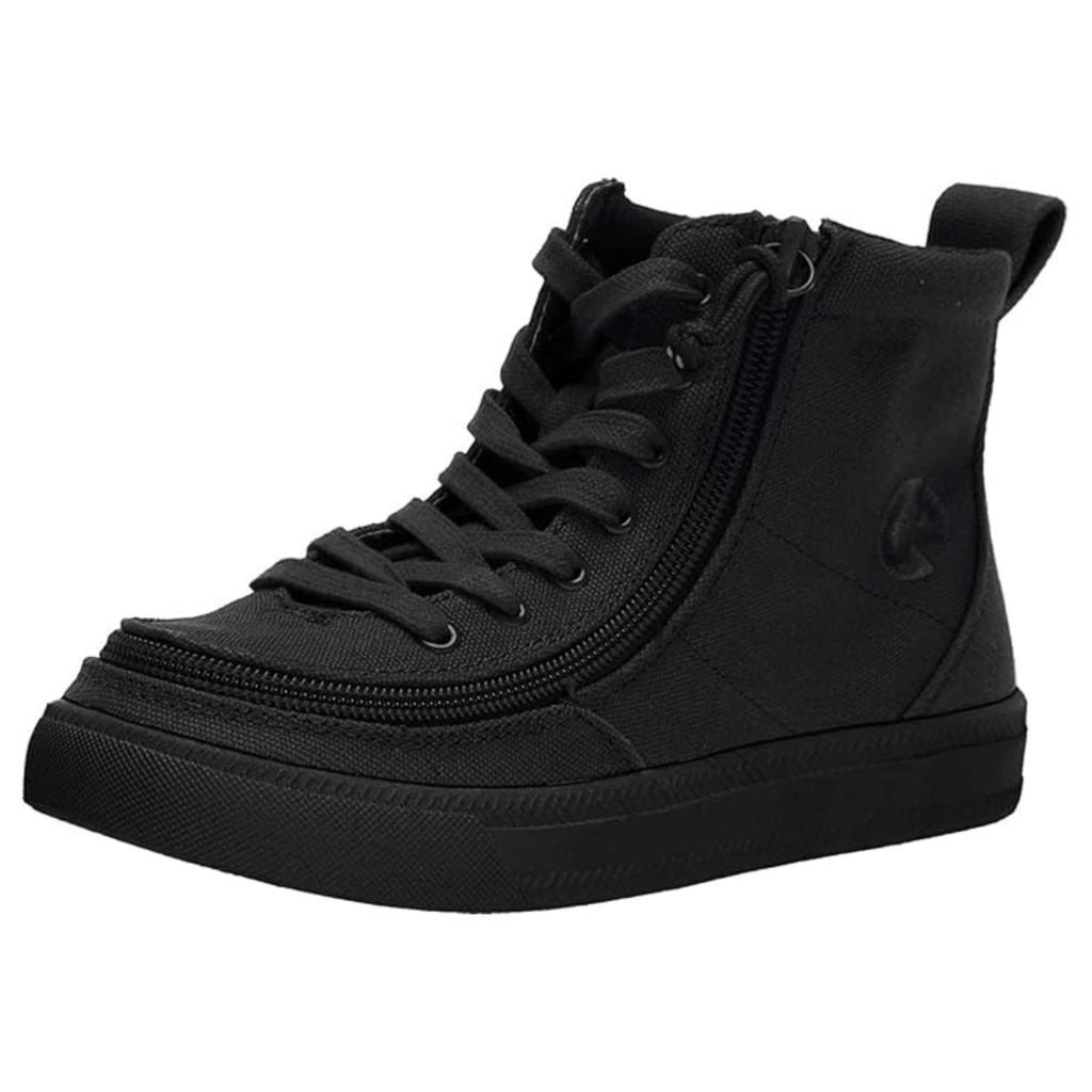 BILLY Footwear Toddler Harmon Sneakers - Black 12T: Zipper & Lace Up, Cushioned Insole, Non Marking Sole
