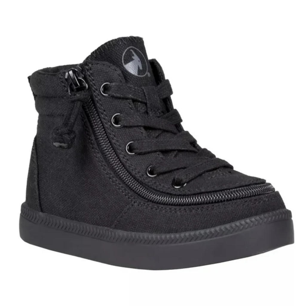 BILLY Footwear Toddler Harmon Sneakers - Black 5T: Zipper & Lace Up, Cushioned Insole, Non Marking Sole