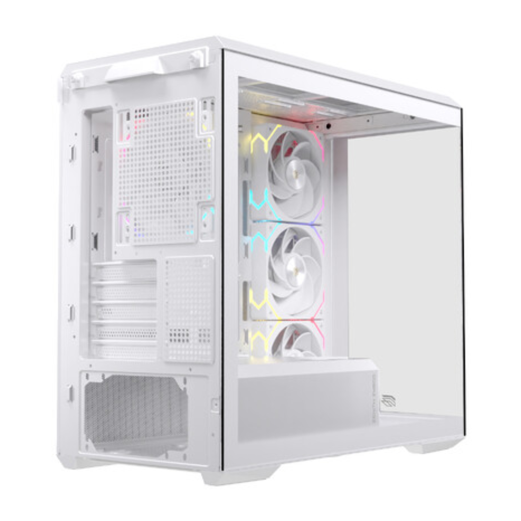 Gabinete Gamer EINAREX ZM800 RGB Version White - Chasis Mid-Tower ATX, Panel Frontal de Alto Flujo de Aire (Mesh), Vidrio Templado, Iluminación RGB, Blanco (EXCS-ZM-800R-W)