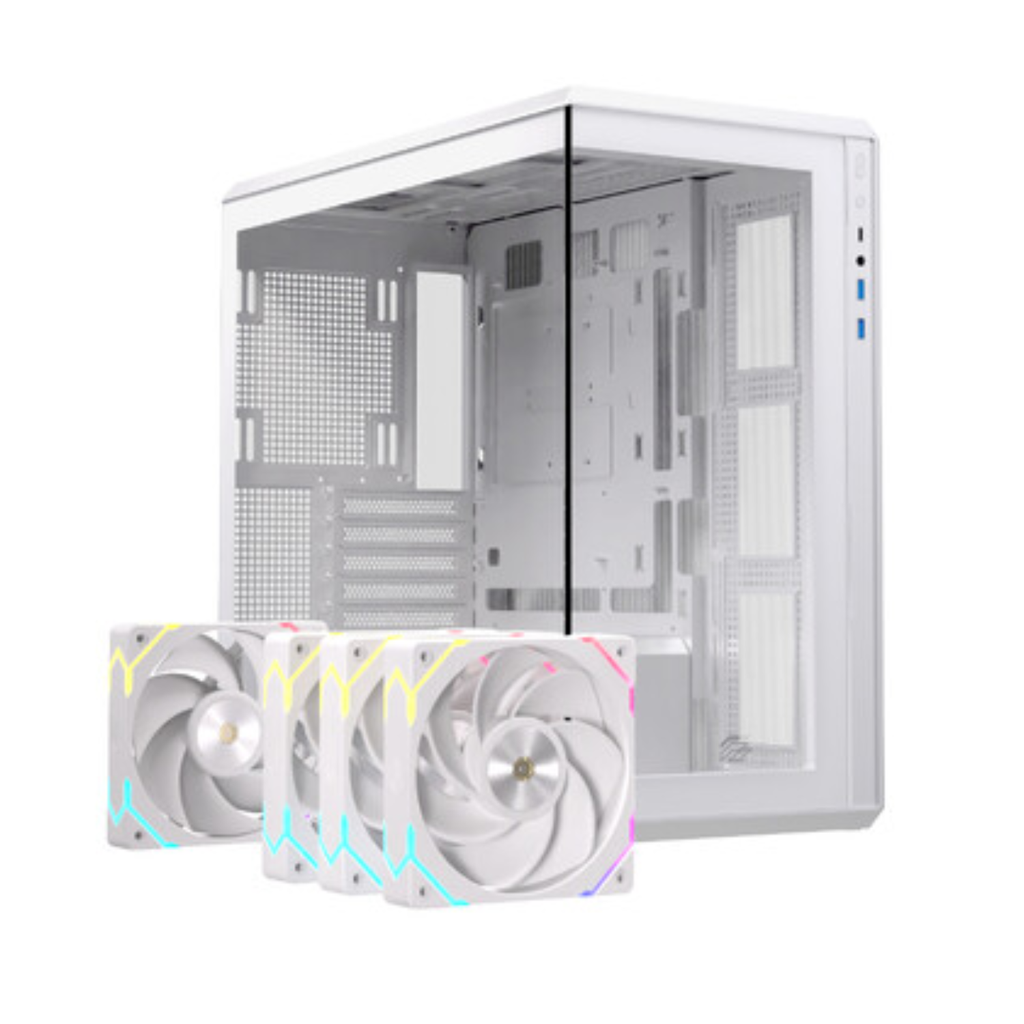 Gabinete Gamer EINAREX ZM800 RGB Version White - Chasis Mid-Tower ATX, Panel Frontal de Alto Flujo de Aire (Mesh), Vidrio Templado, Iluminación RGB, Blanco (EXCS-ZM-800R-W)
