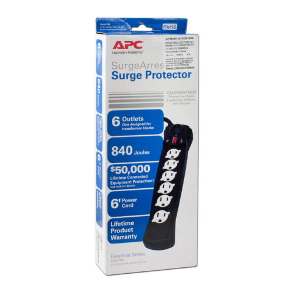 Supresor de Picos APC SurgeArrest Essential 6 Tomas 120V - Protección Profesional