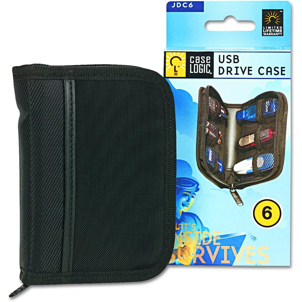 Estuche Organizador Case Logic para 6 Memorias USB | Ref. JDS-6 | Negro | Protección Acolchada | Estilo Shuttle | Nuevo Original | Ideal para Fotógrafos y TI