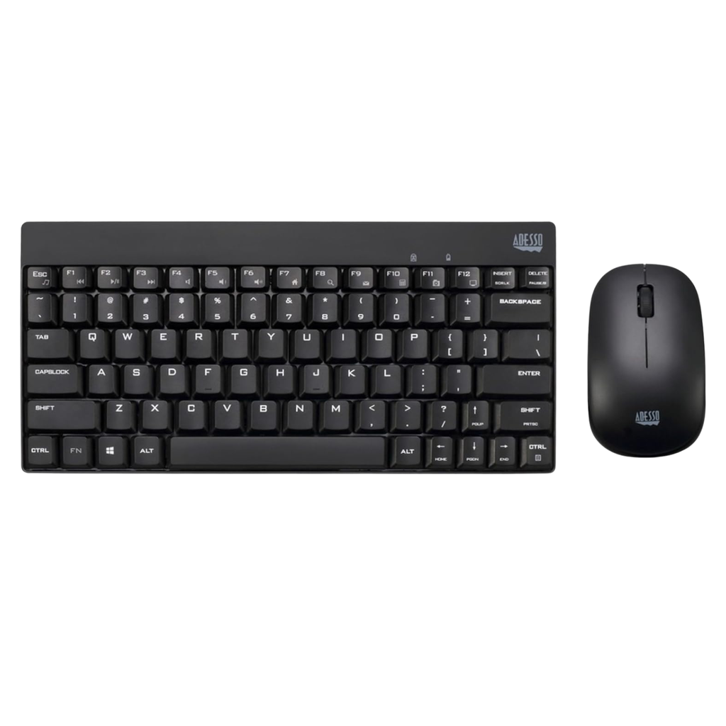 Adesso WKB-1100CB Mini Teclado y Mouse Inalámbricos Resistentes Derrames