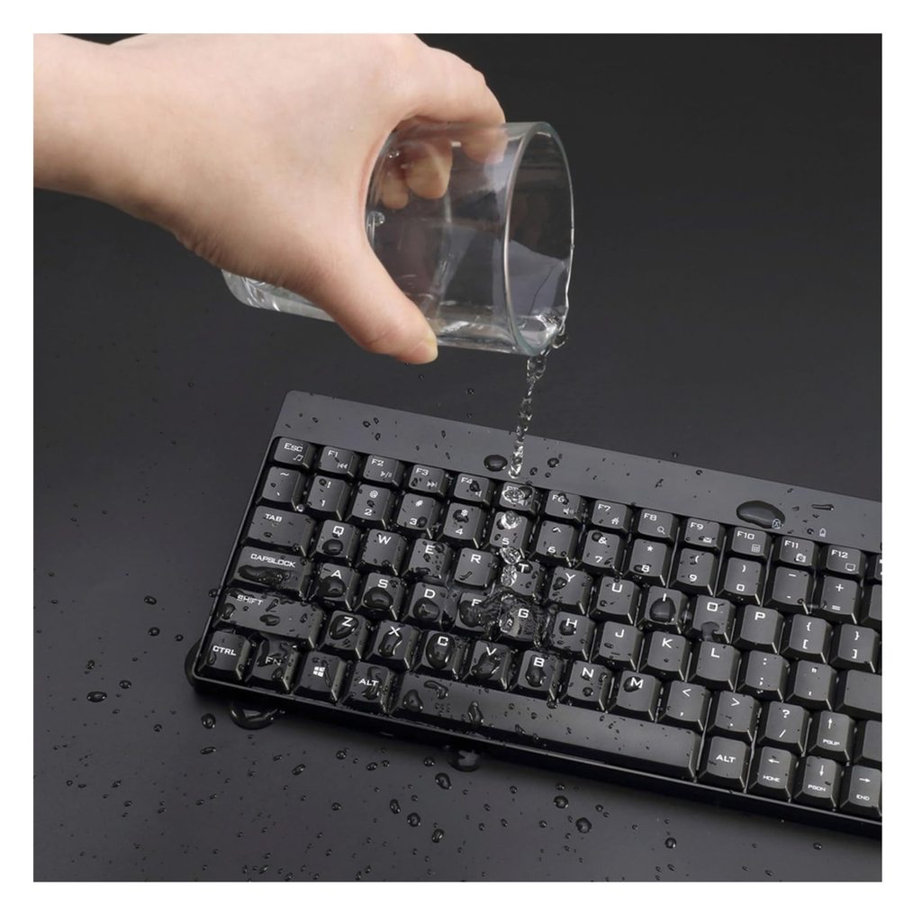 Adesso WKB-1100CB Mini Teclado y Mouse Inalámbricos Resistentes Derrames