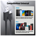Cable USB-A a Micro USB V8 2 Metros 2.1A Carga Rápida y Transferencia de Datos Negro