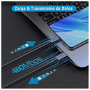 Cable USB-A a Micro USB V8 2 Metros 2.1A Carga Rápida y Transferencia de Datos Negro