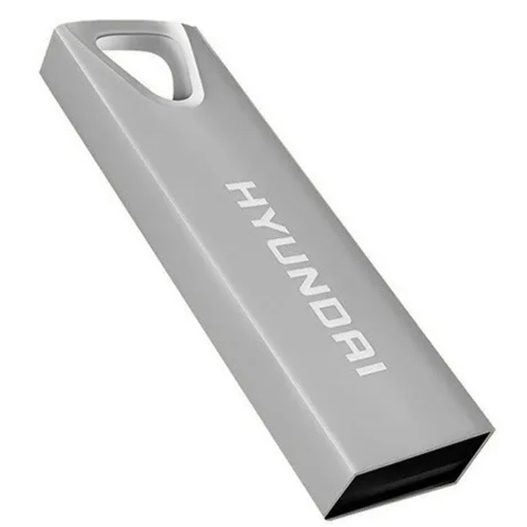 Memoria USB 128GB Hyundai Bravo Deluxe | Cuerpo Metálico Plata | USB 2.0 High Speed | Máxima Resistencia | Nuevo Sellado | Para Respaldo Masivo, Video y Uso Rudo