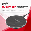 Energizer MAX 15W – Base de Carga Inalámbrica Qi, Carga Rápida, Antideslizante, Compatible con iPhone y Android, Color Negro
