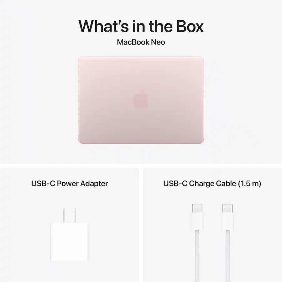 Apple 2026 MacBook Neo A18 Pro 6‑core CPU 5‑core GPU 256GB SSD 8GB 13" (2408x1506) Mac OS BLUSH