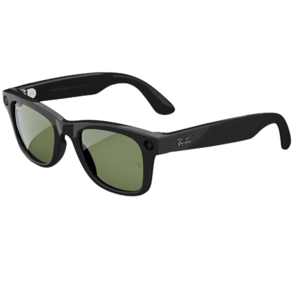 Ray-Ban Meta Wayfarer Gen 1 Smart Glasses IA Cámara Audio Mensajería Negro Brillante G-15 Green Grande
