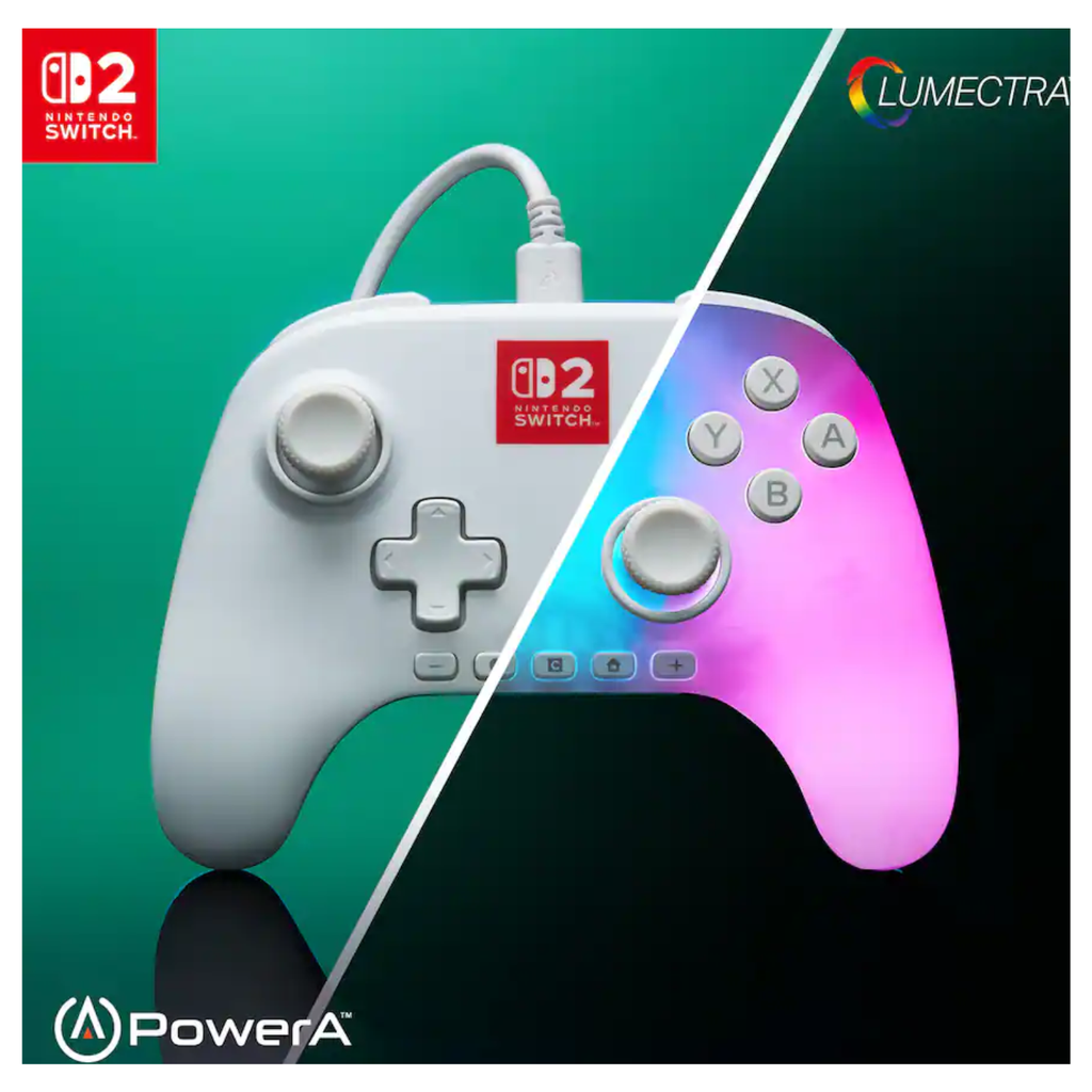 PowerA Advantage Lumectra Controller para Nintendo Switch 2 Blanco Alámbrico Oficial