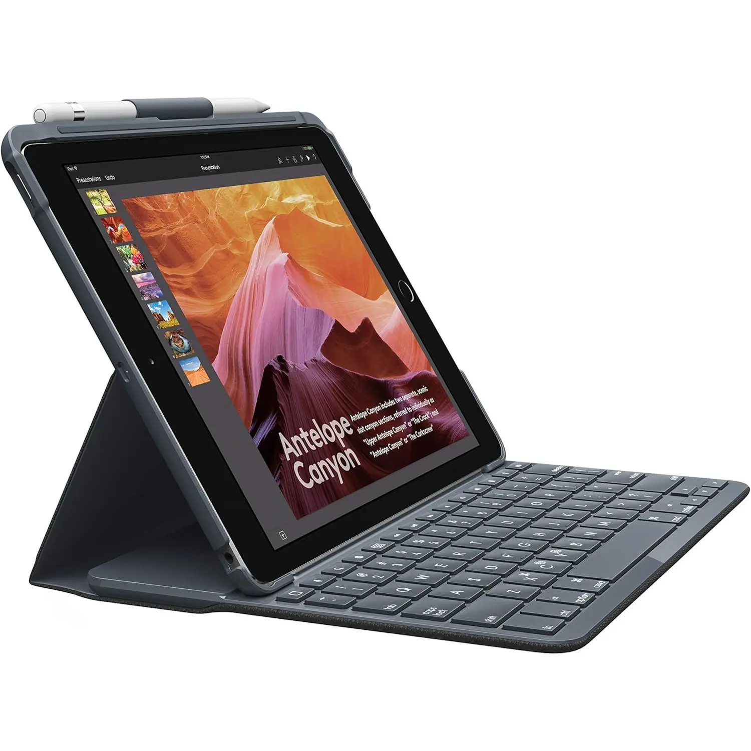 Logitech Slim Folio para iPad 5th/6th Gen – Funda con Teclado Bluetooth, Protección Completa, Soporte Integrado y Escritura Cómoda (Black)