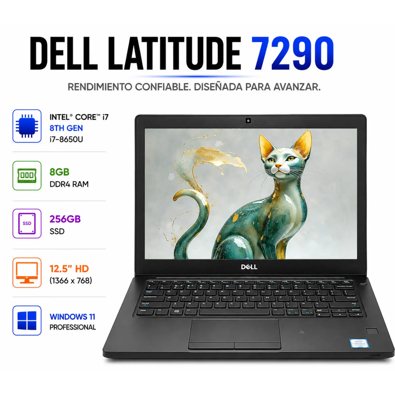 Dell Latitude 7290 12.5" FHD Intel Core i7 8GB RAM 256GB SSD Windows 11 (Reacondicionado) 