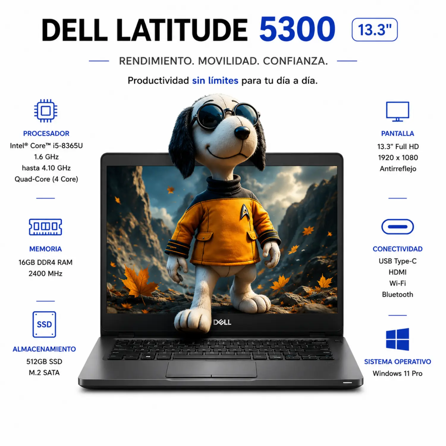 Dell Latitude 5300 13.3" FHD Intel Core i5 16GB RAM 512GB SSD Windows 11 (Reacondicionado) 