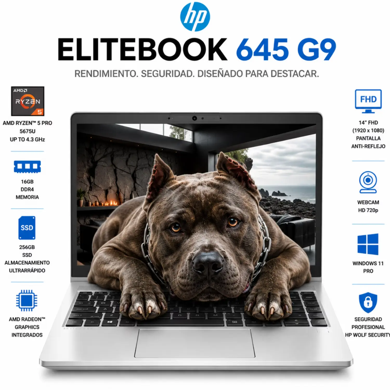 HP EliteBook 645 G9 14" FHD AMD Ryzen 5 Pro 5675U 16GB RAM 256GB Windows 11 Pro (Reacondicionado) 
