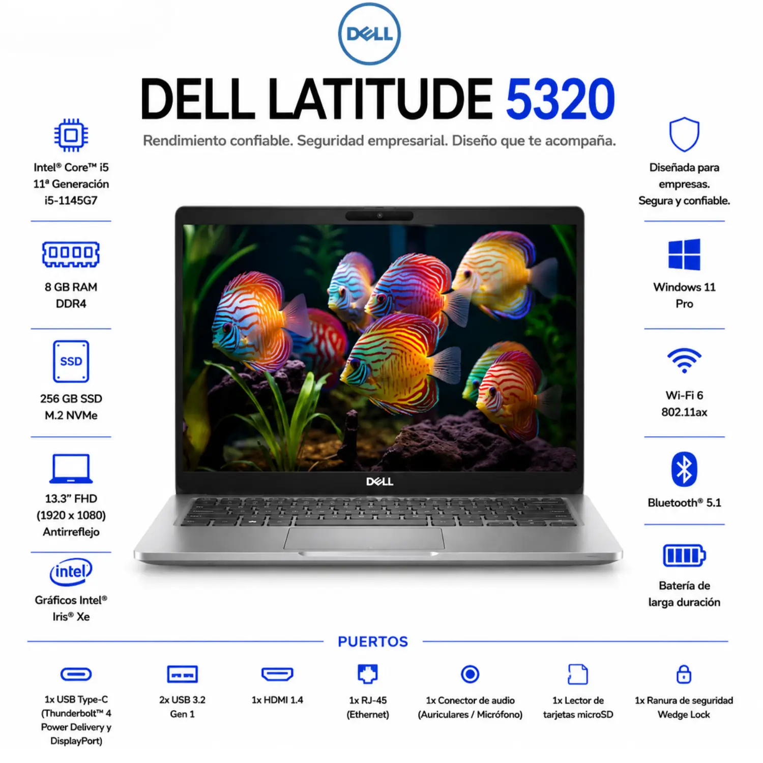 Dell Latitude 5320 13.3" FHD Intel Core i5 8GB RAM 256GB SSD Windows 11