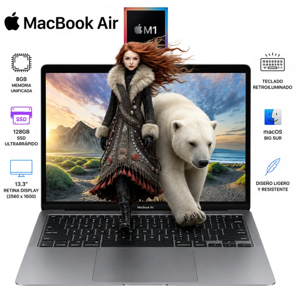 Apple MacBook Air M1 13.3" 8GB RAM 128GB SSD Gris Espacial (Reacondicionado)