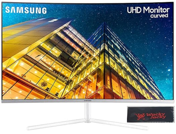 Open box SAMSUNG UR59 Series 32-Inch ViewFinity 4K UHD (3840x2160) Curved Monitor, HDMI, DisplayPort, 3-Sided Border-Less, Eye Saver Mode (LU32R591CWNXZA), White
