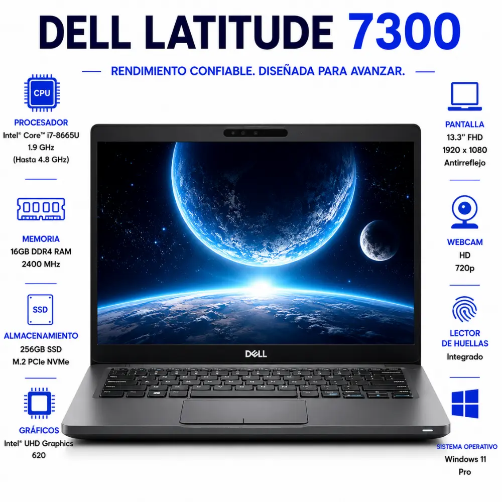Dell Latitude 7300 13.3" FHD Intel Core i7 16GB RAM 256GB SSD Windows 11 (Reacondicionado) 