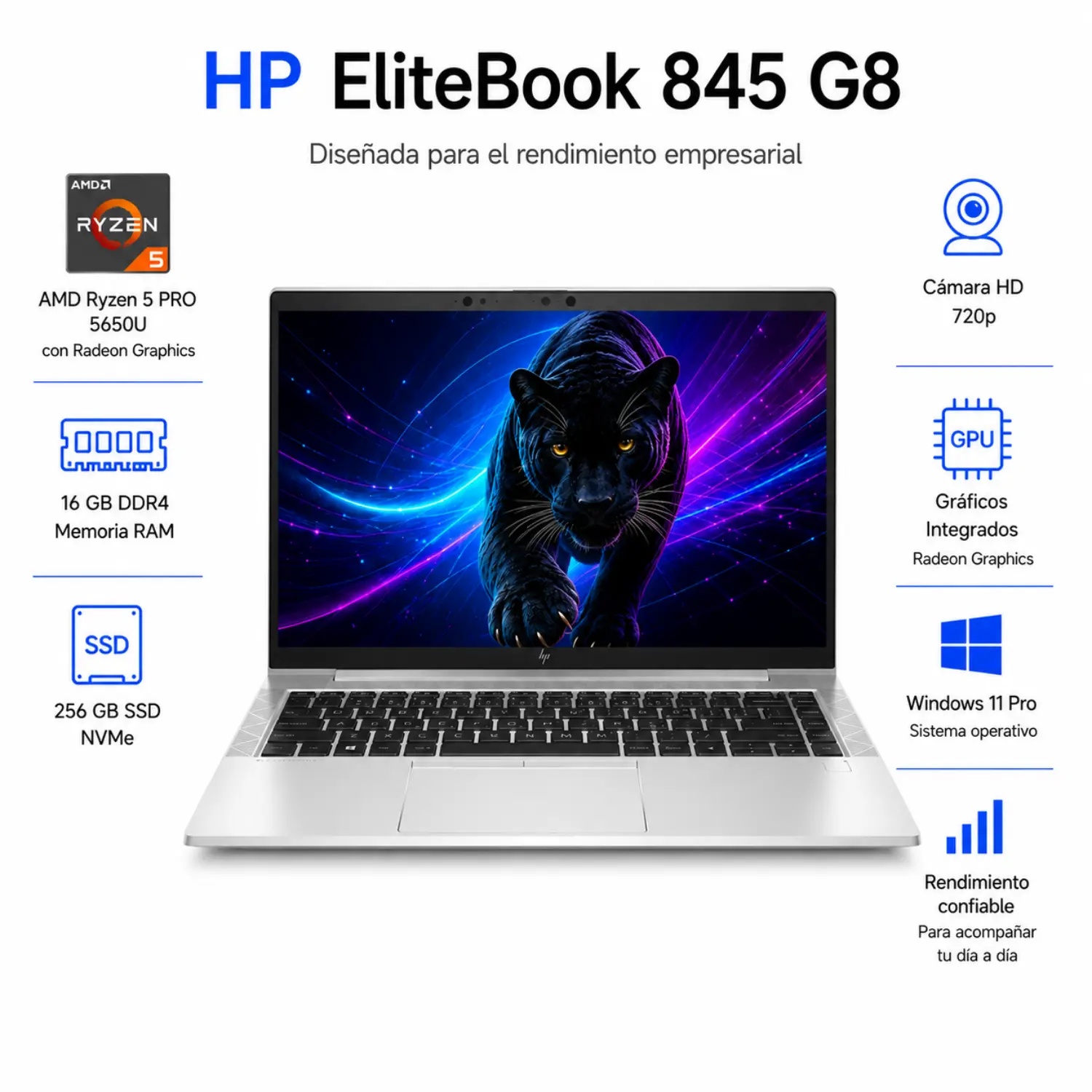 HP EliteBook 845 G8 14" FHD AMD Ryzen 5 PRO 5650U 16GB RAM 256GB SSD