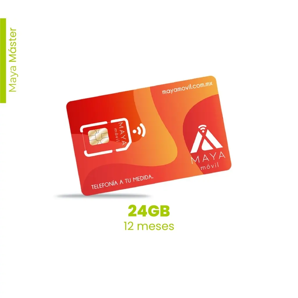 Maya Móvil Máster 12 meses de vigencia, 24 Gb de datos, llamadas, SMS y redes sociales ilimitados