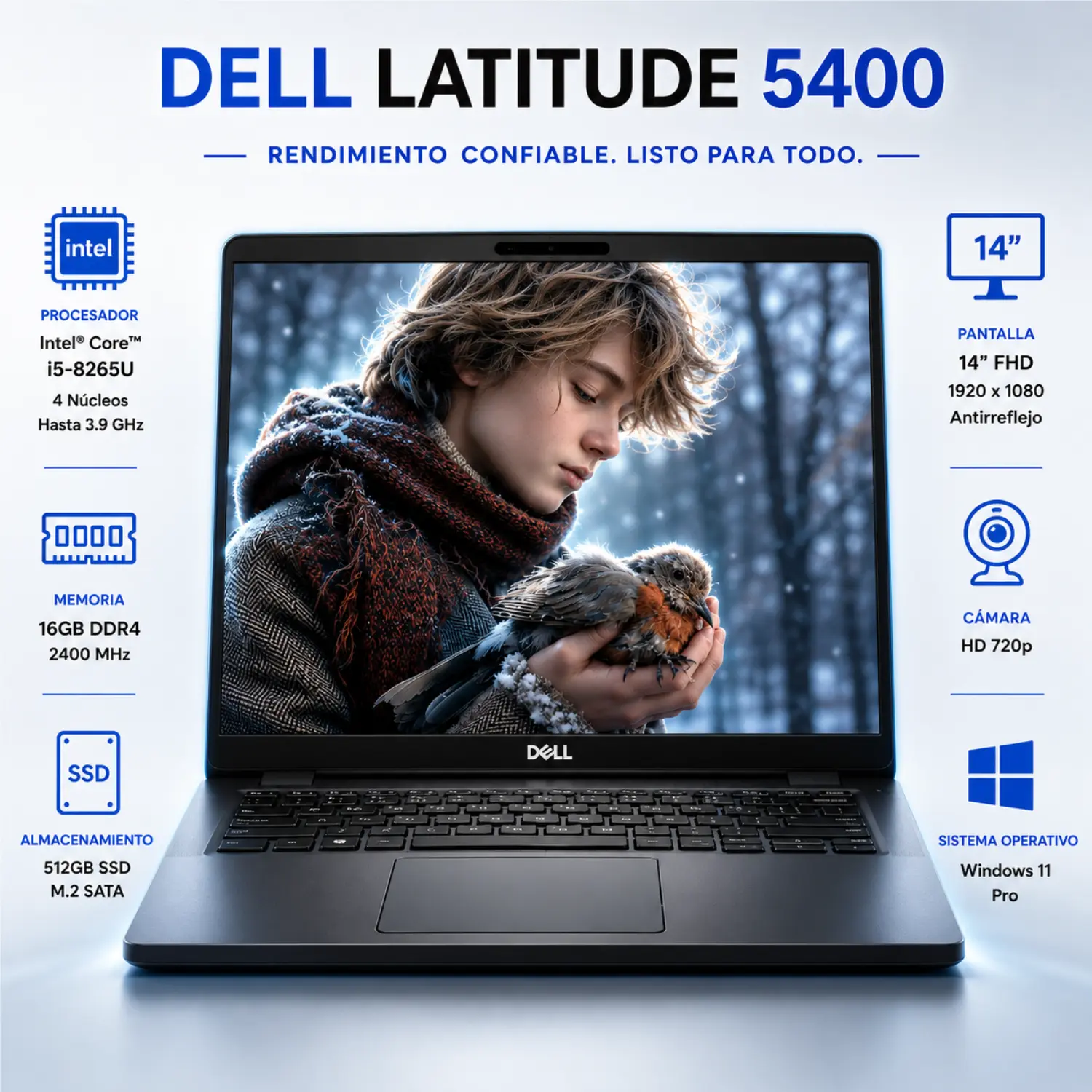 Dell Latitude 5400 14" FHD Intel Core i5 16GB RAM 512GB SSD Windows 11 (Reacondicionado) 