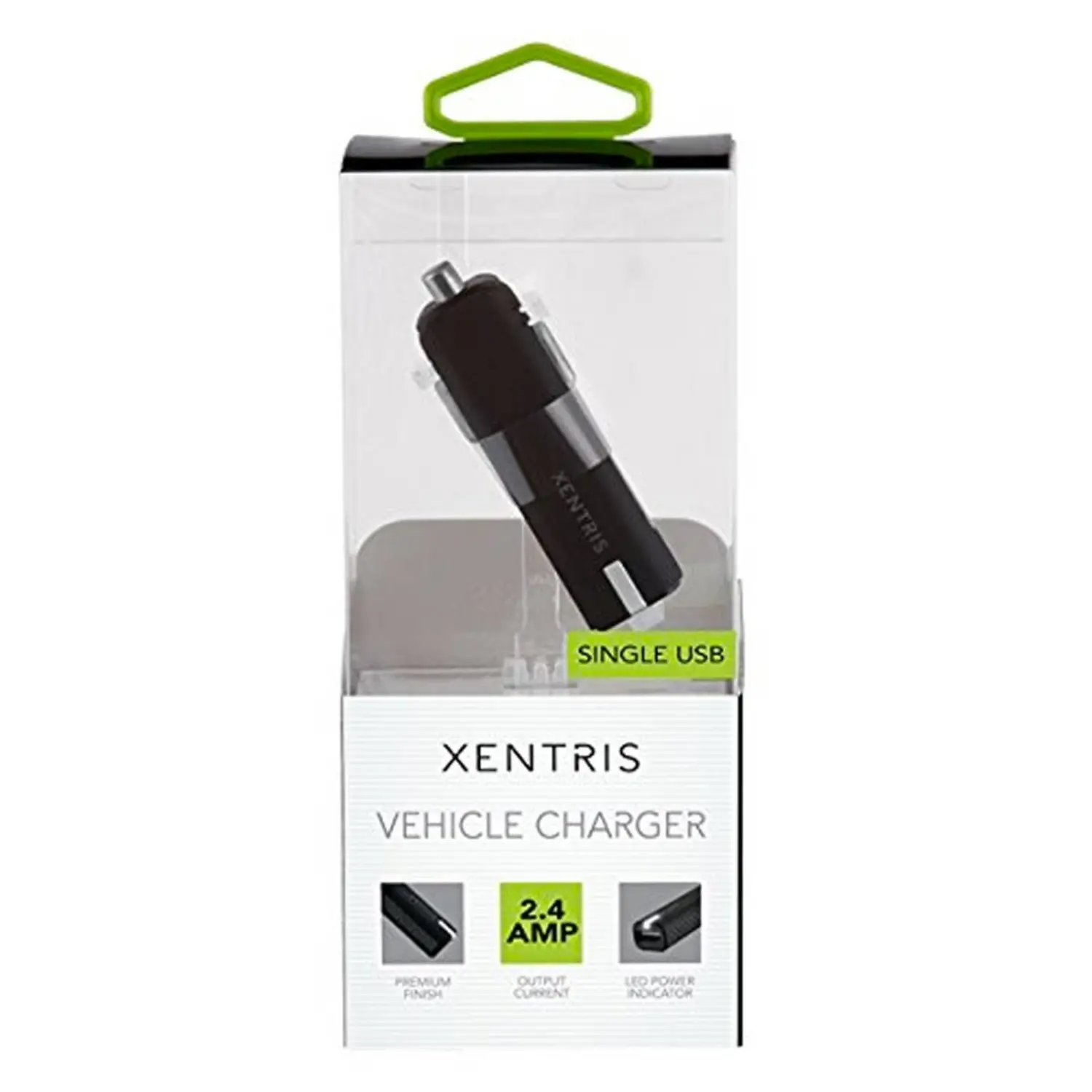 Xentris AC31115105XP - Cargador de Auto USB de 2.4A, Carga Rápida, Diseño Compacto, Negro