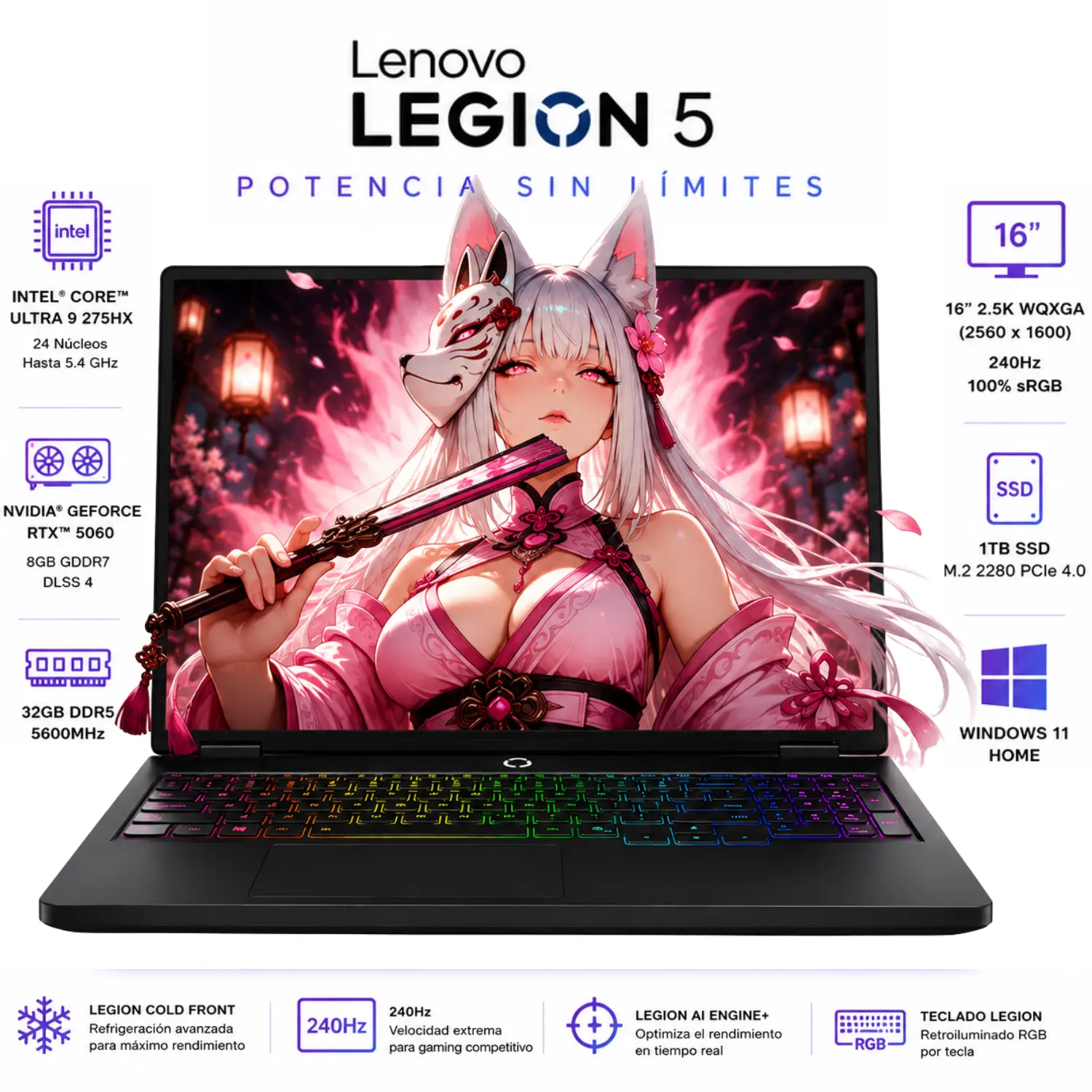Lenovo Legion 5 16" 2.5K 240Hz Core Ultra 9 RTX 5060 32GB 1TB SSD