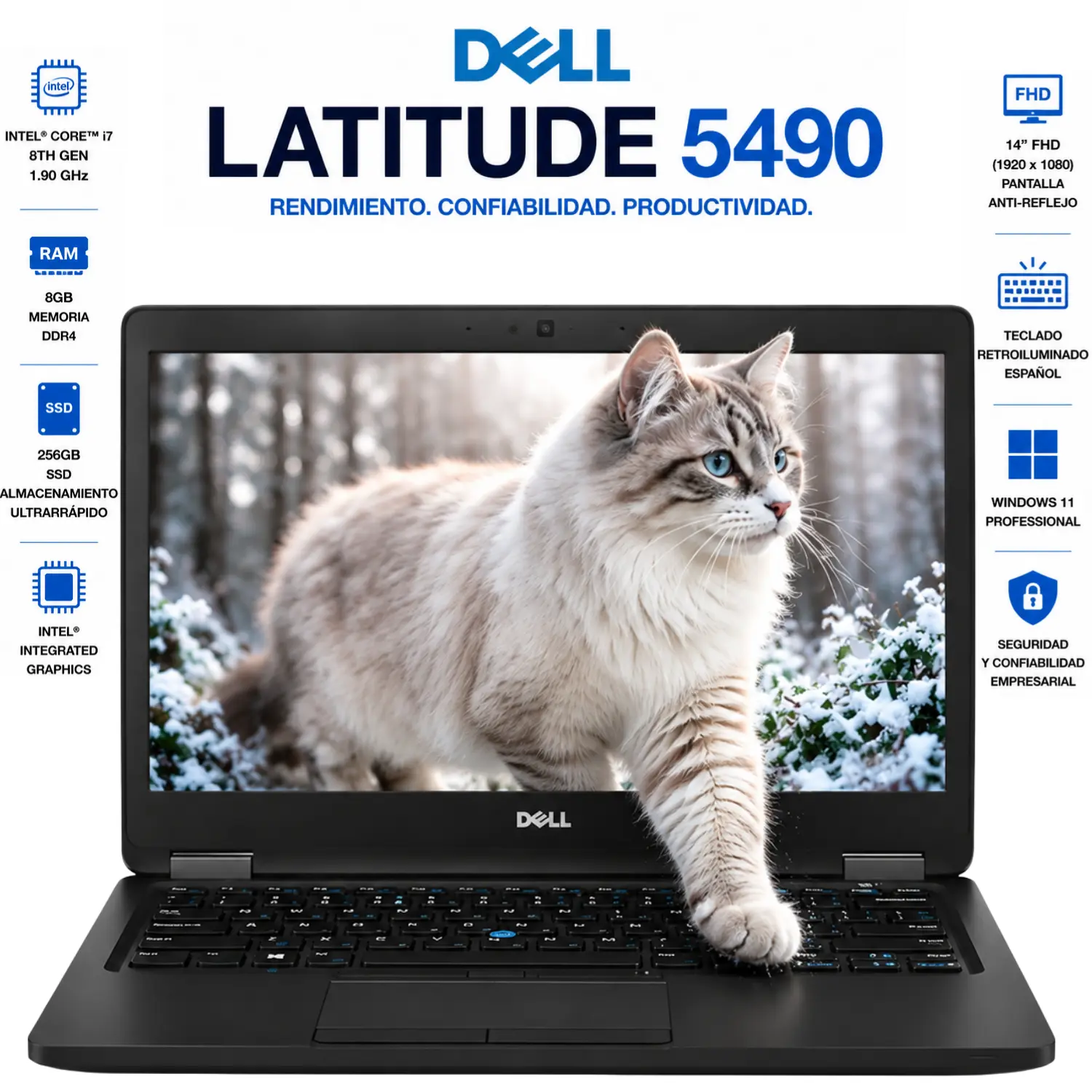 Dell Latitude 5490 14" FHD Intel Core i7 8GB RAM 256GB SSD Windows 11 