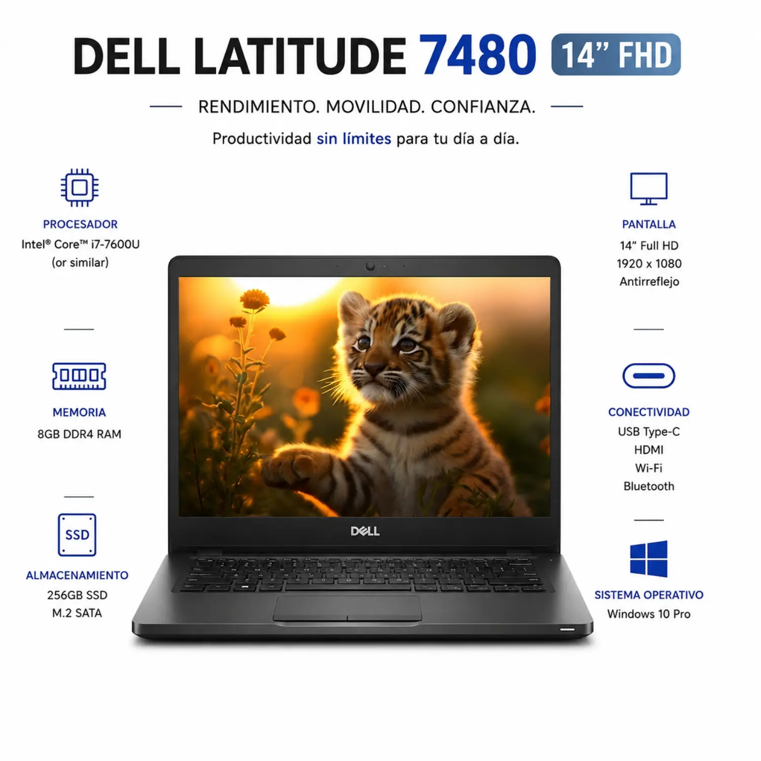 Dell Latitude 7480 14" FHD Intel Core i5 8GB RAM 256GB SSD Windows 11 (Reacondicionado) 