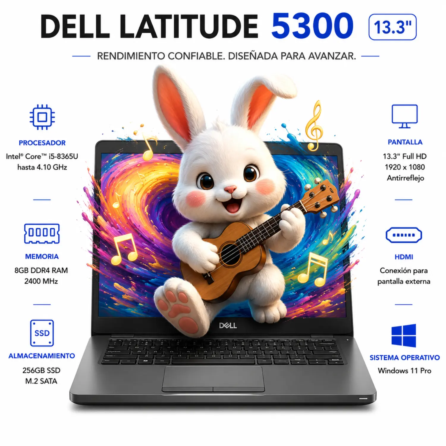 Dell Latitude 5300 13.3" FHD Intel Core i5 8GB RAM 256GB SSD Windows 11 (Reacondicionado) 
