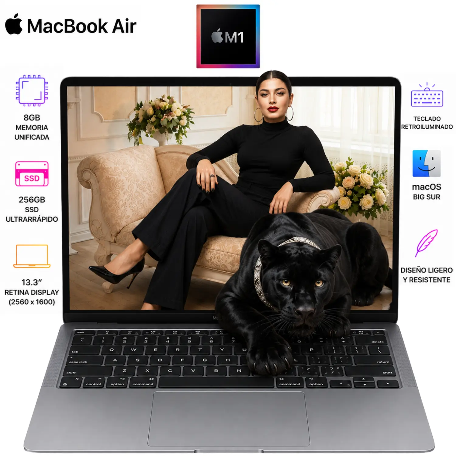 Apple MacBook Air 13.3" Retina M1 8GB RAM 256GB SSD Space Gray