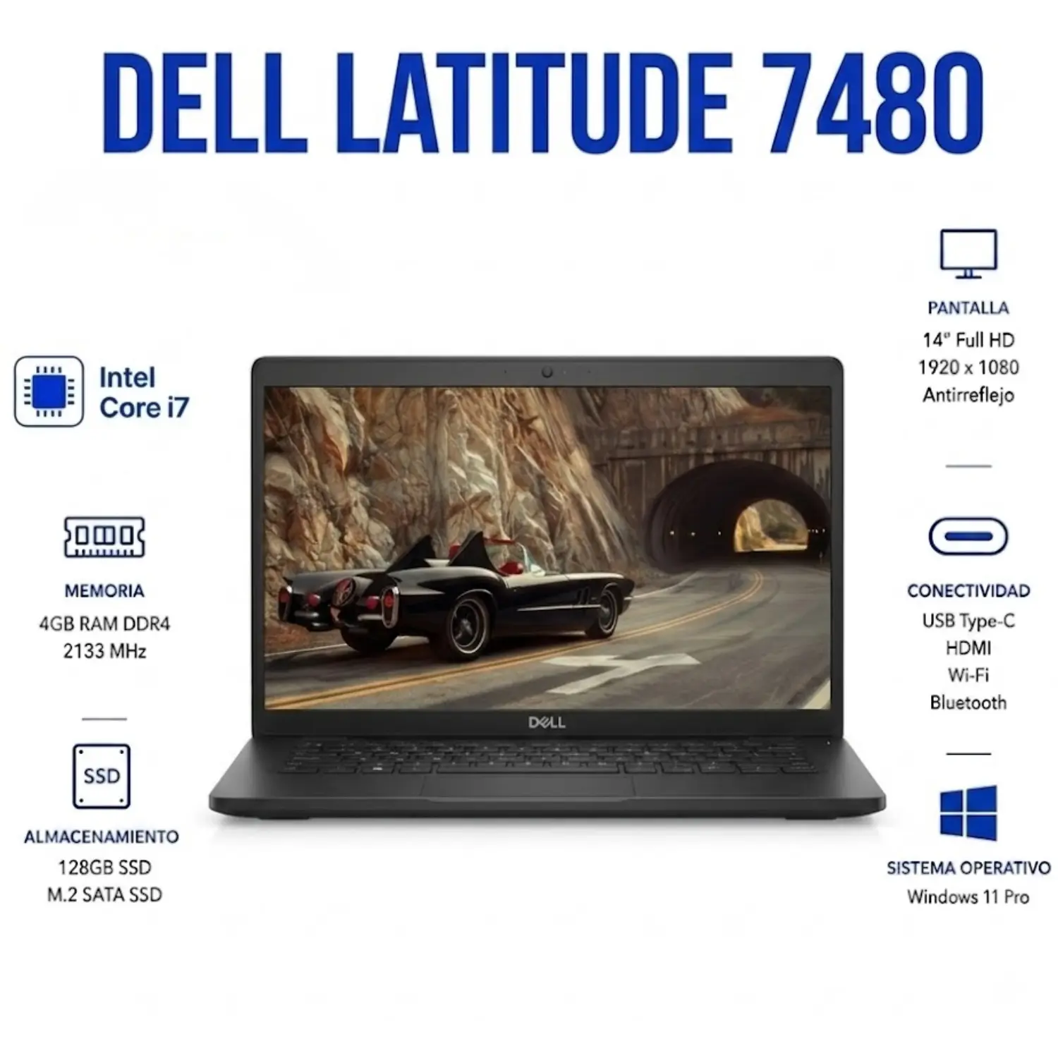 Dell Latitude 7480 14" FHD Intel Core i7 4GB RAM 128GB SSD Windows 11 (Reacondicionado) 