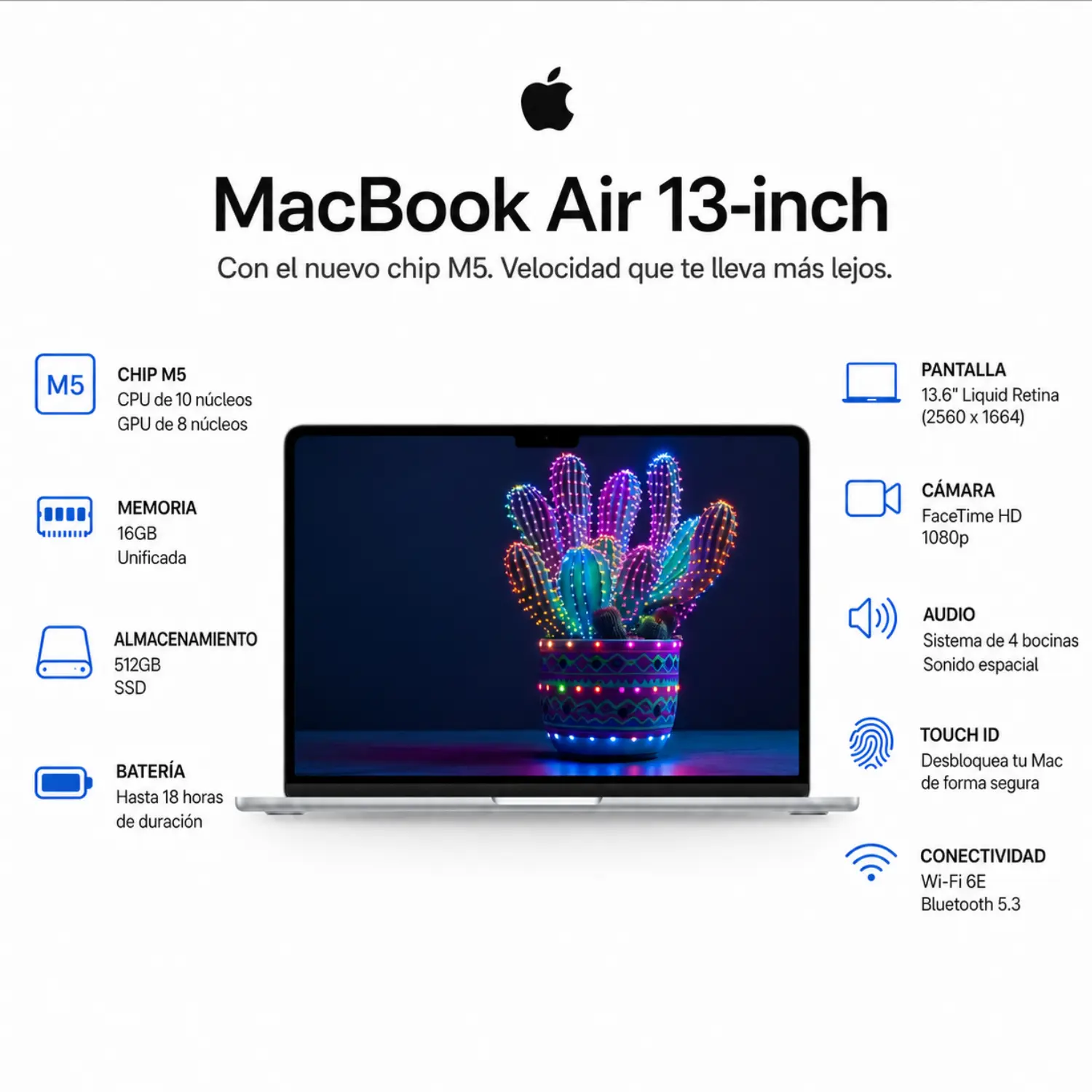 Apple - MacBook Air 13-inch Laptop - M5 chip with 10-core CPU and 8-core GPU - 16GB Memory - 512GB SSD - SkyBlue