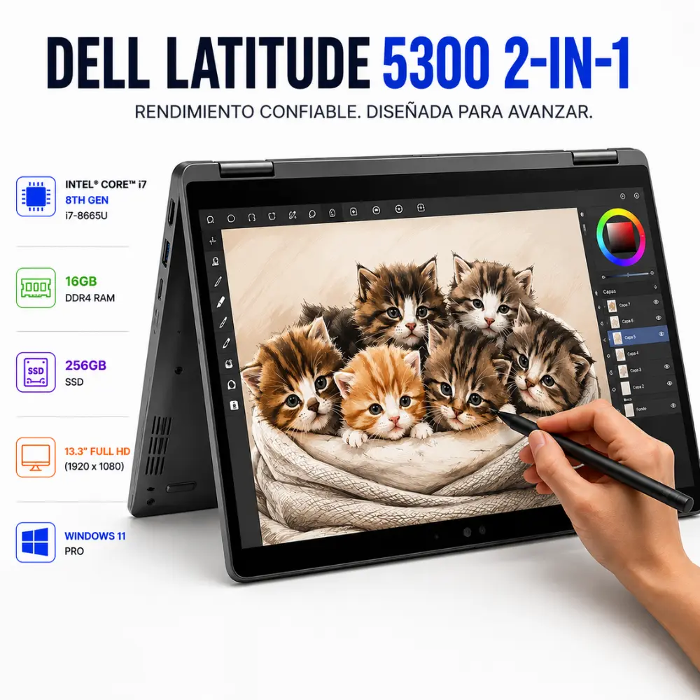 [DE5300-2IN1-I7-16-256-TS/RFB] Dell Latitude 5300 13.3" 2 en 1 Intel Core i7 16GB RAM 256GB SSD Windows 11