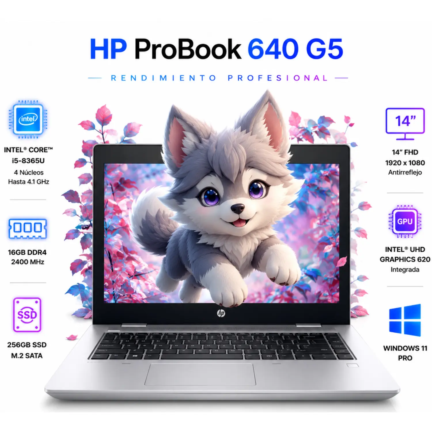 [640G5-I5-16-256/RFB] HP ProBook 640 G5 14" FHD Core i5-8365U 16GB RAM 256GB SSD Windows 11 Pro