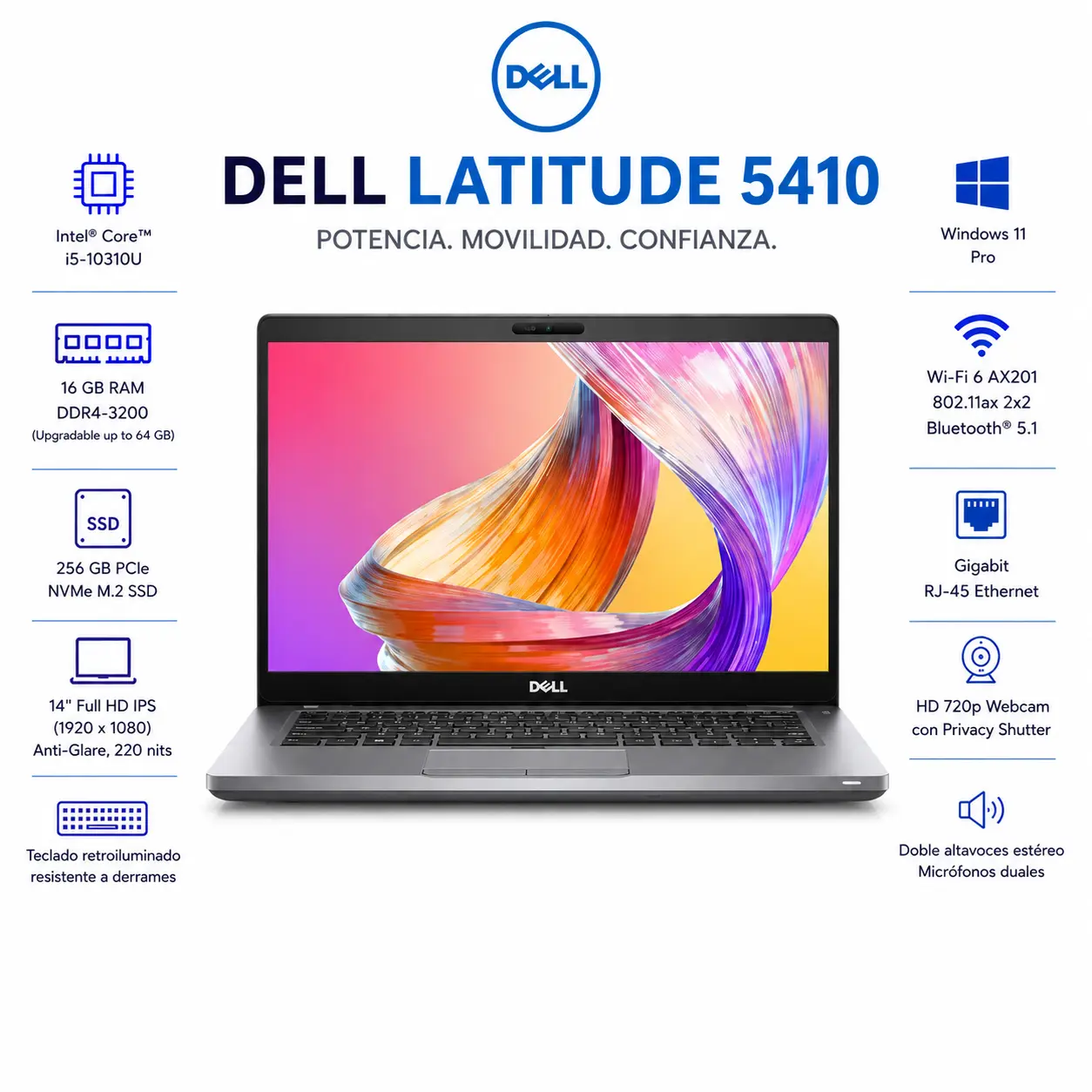 [DE5410-I5-16-256-A/RFB] Dell Latitude 5410 14" HD Intel Core i5 16GB RAM 256GB SSD Windows 11