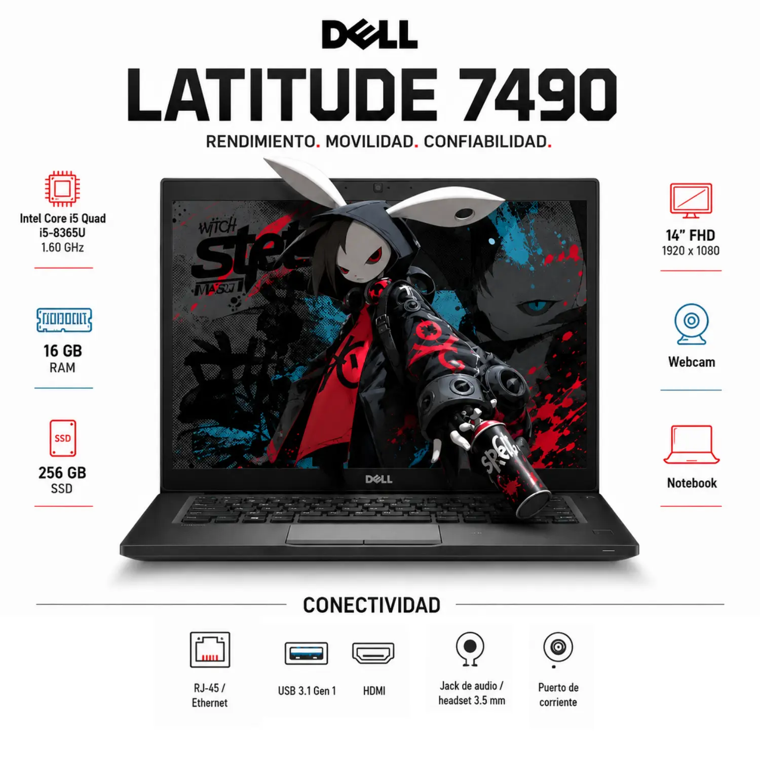 [DE7490-i5-16-256-W11/RFB] Dell Latitude 7490 14" FHD Intel Core i5 16GB RAM 256GB SSD Windows 11