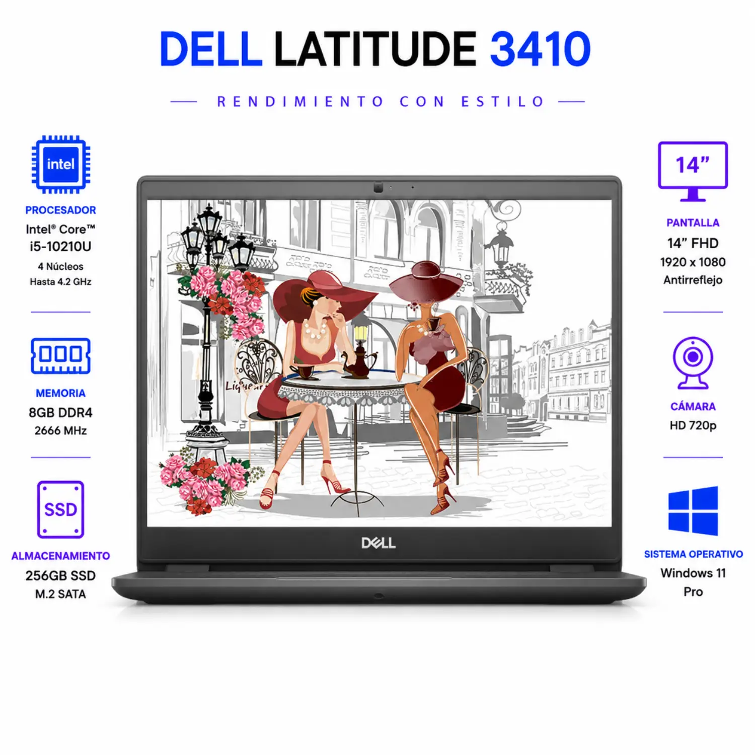 [DE3410-I5-10TH-8-256-A/RFB] Dell Latitude 3410 14" FHD Intel Core i5 8GB RAM 256GB SSD Windows 11