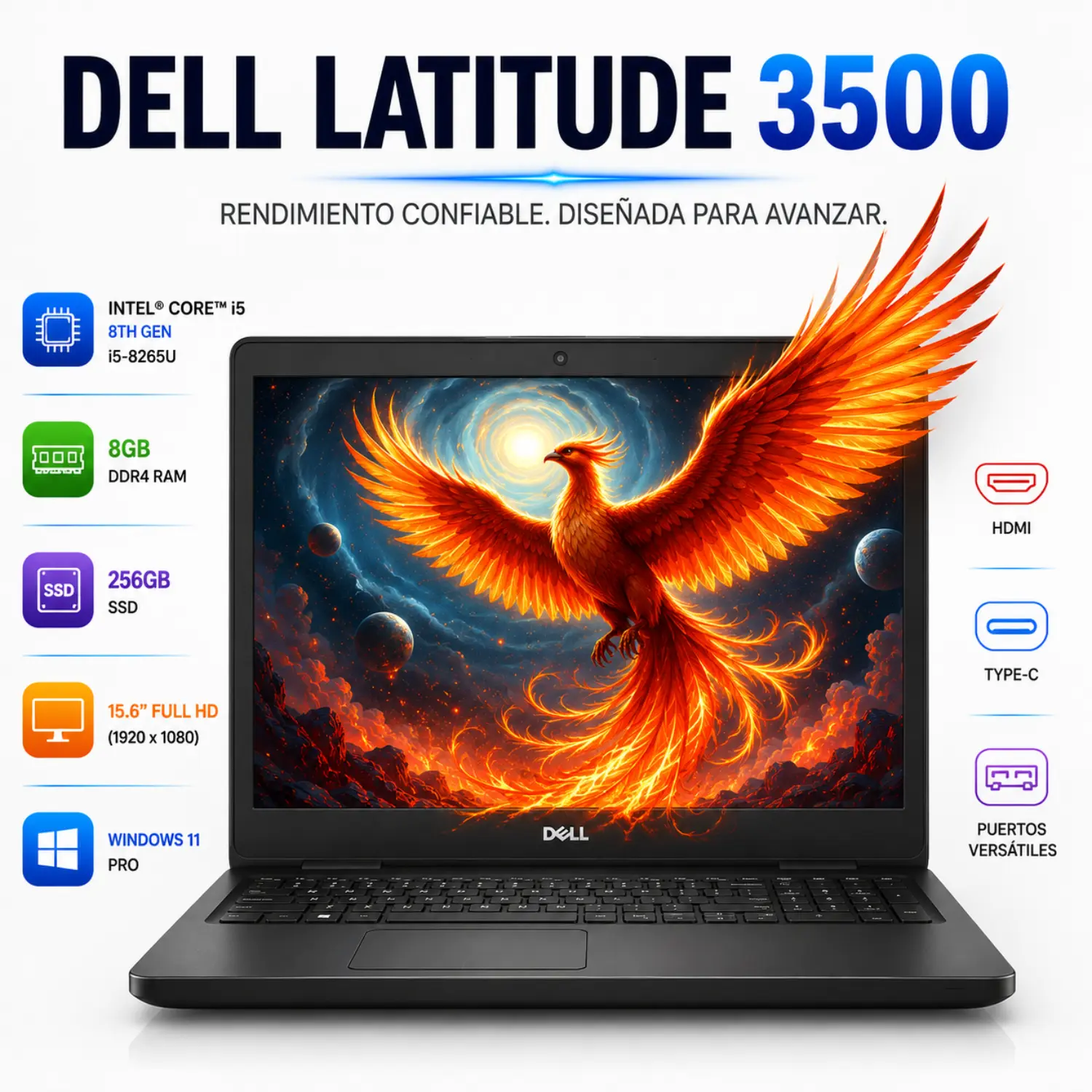 [DE3500-I5-8-256-ES/RFB] Dell Latitude 3500 15.6" FHD Intel Core i5 8GB RAM 256GB SSD Windows 11