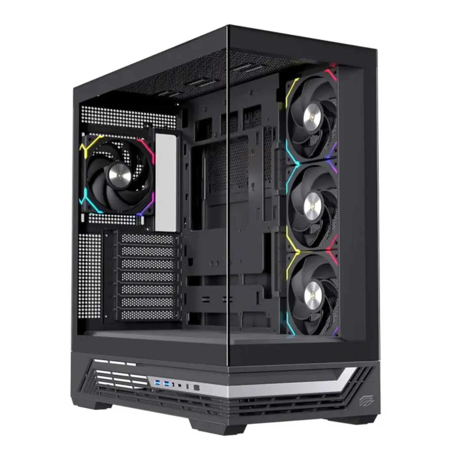 [EXCS-PR-800R-B/NEW] Gabinete EINAREX Prisma S800 – ATX – Cristal Templado Panorámico – Conexión Inversa – 4 Fans RGB – USB-C