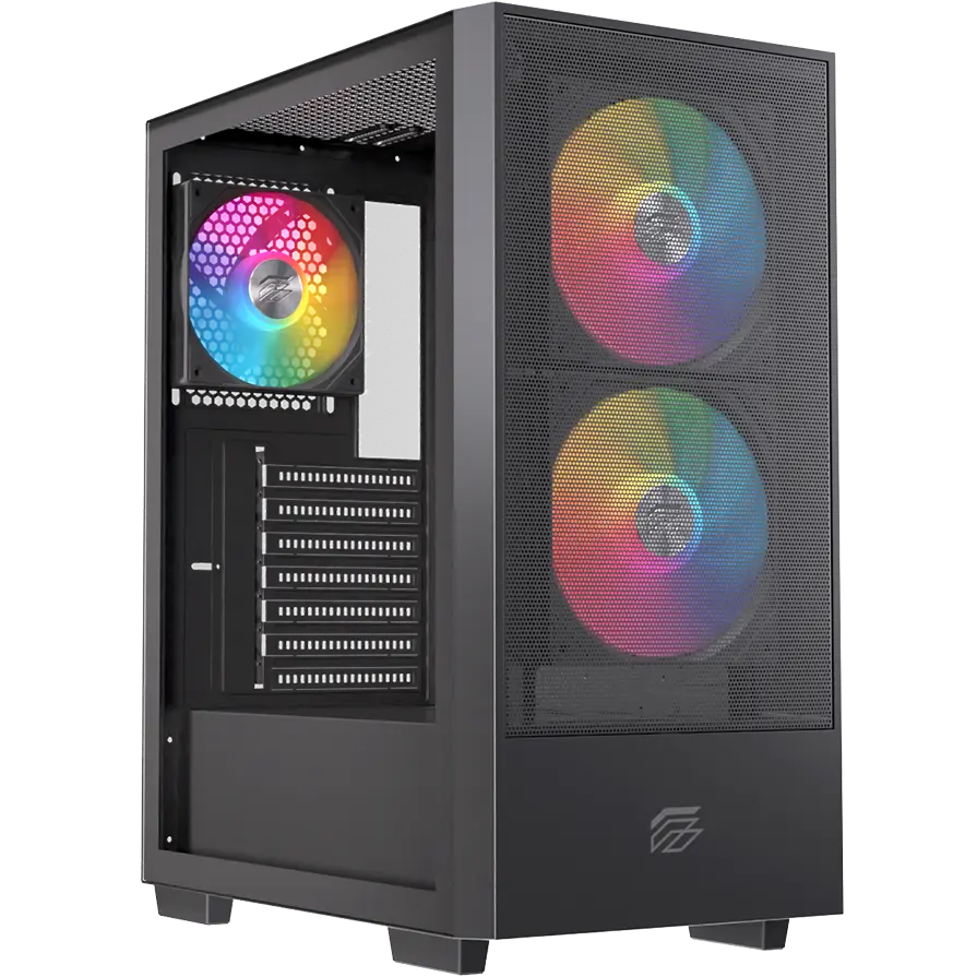 [EXCS-PL-100R-B/NEW] Gabinete para PC EINAREX P100 RGB Black - EXCS-PL-100R-B, Mid-Tower, Vidrio Templado, Iluminación RGB, Flujo de Aire Optimizado