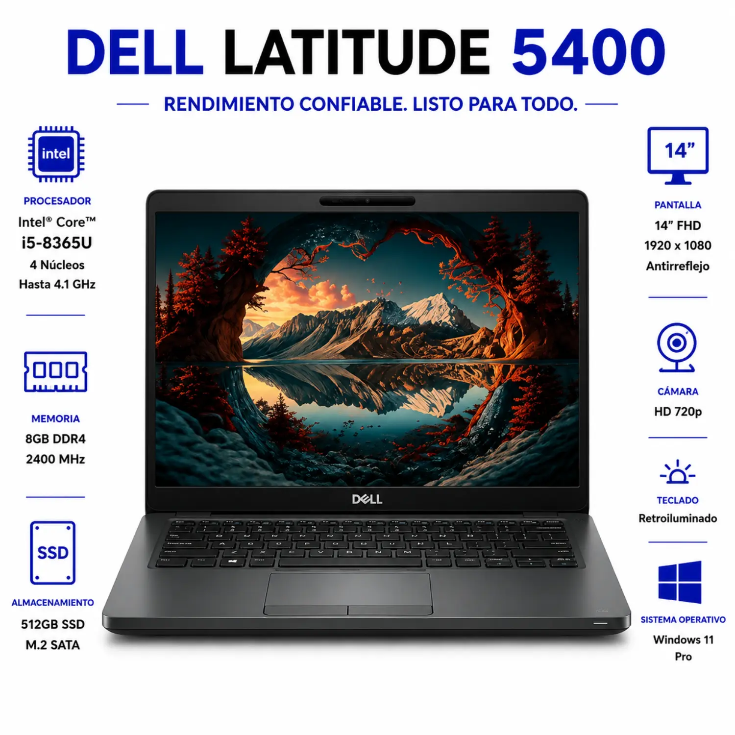 [DE5400-I5-8-512-ES/RFB] Dell Latitude 5400 14" FHD Intel Core i5 8GB RAM 512GB SSD Windows 11 
